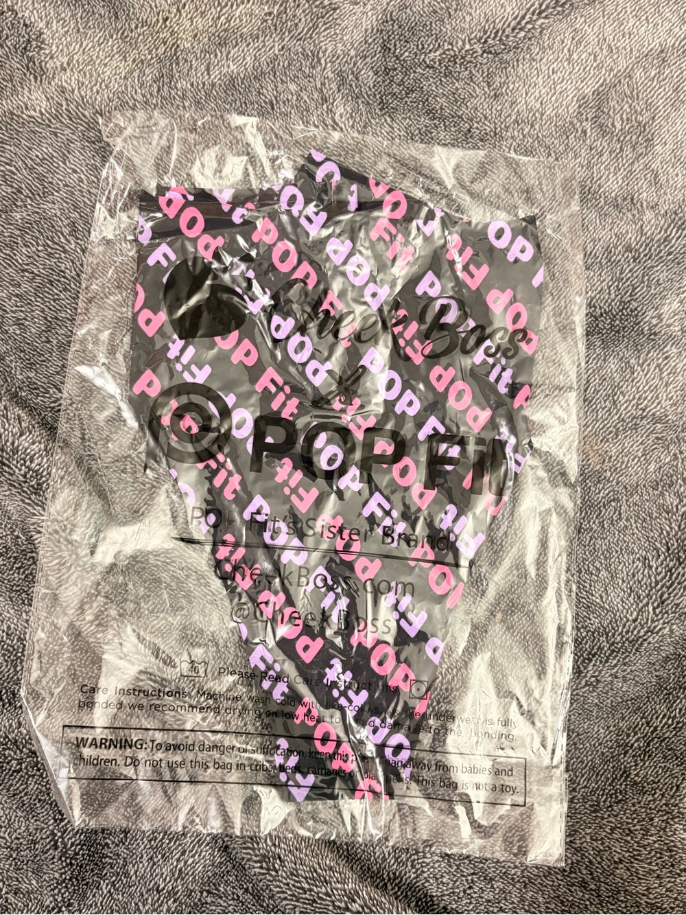 POP Fit Black Hipster Panties with Pink & Purple Logo Print